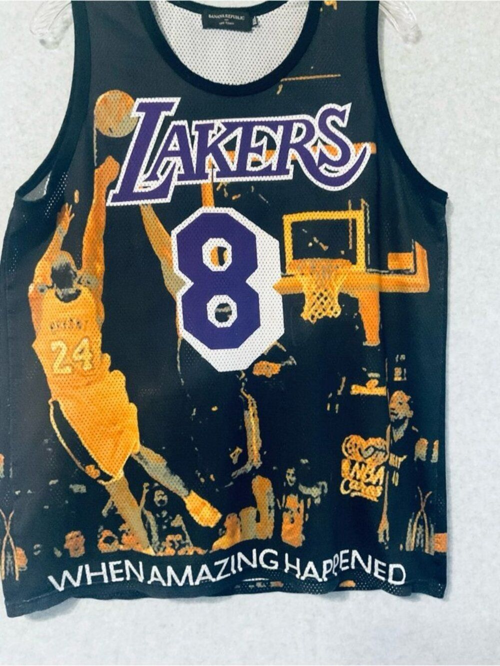 Banana Republic LA Lakers Kobe #8#24 Graphic mesh tank Top Jersey Sz XXL - Picture 3 of 7